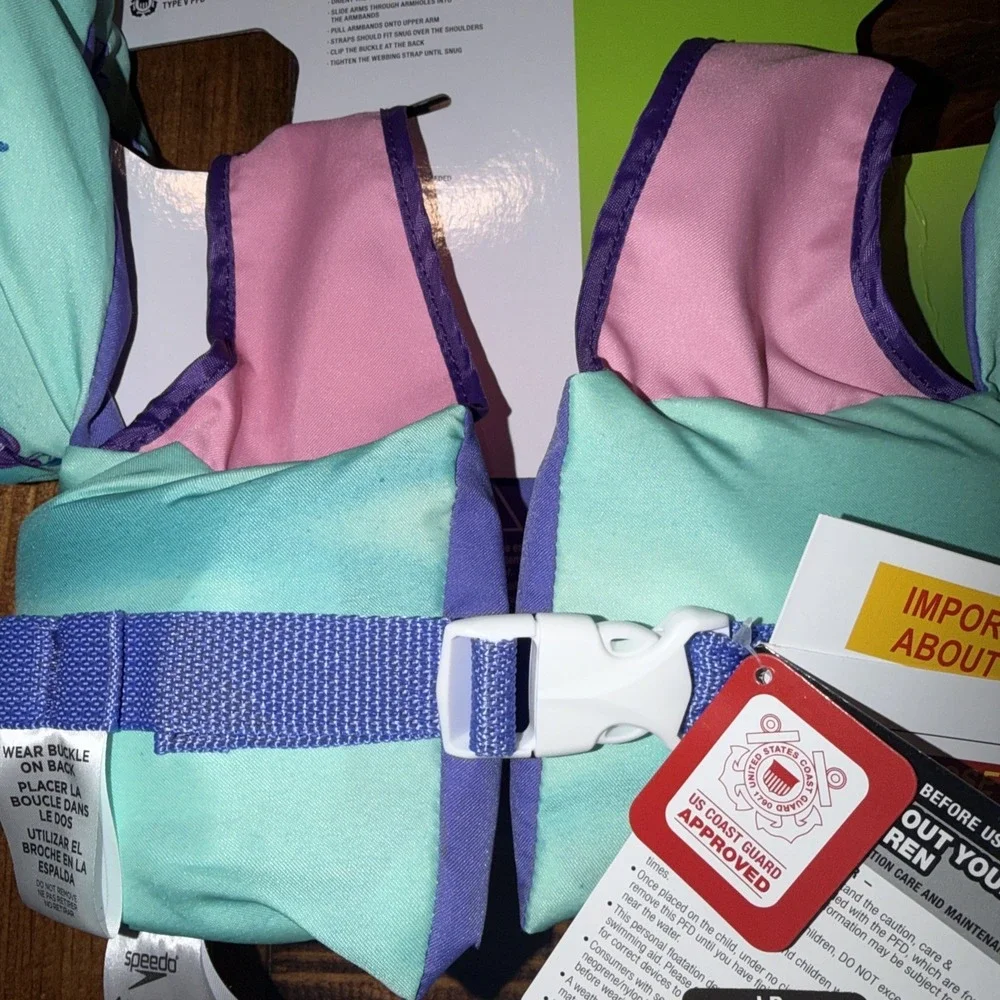 SPEEDO‎ SPLASH CAT JAMMER TEAL/PINK YOUTH LIFE JACKET VESTS 33-55 LBS TEAL/PINK